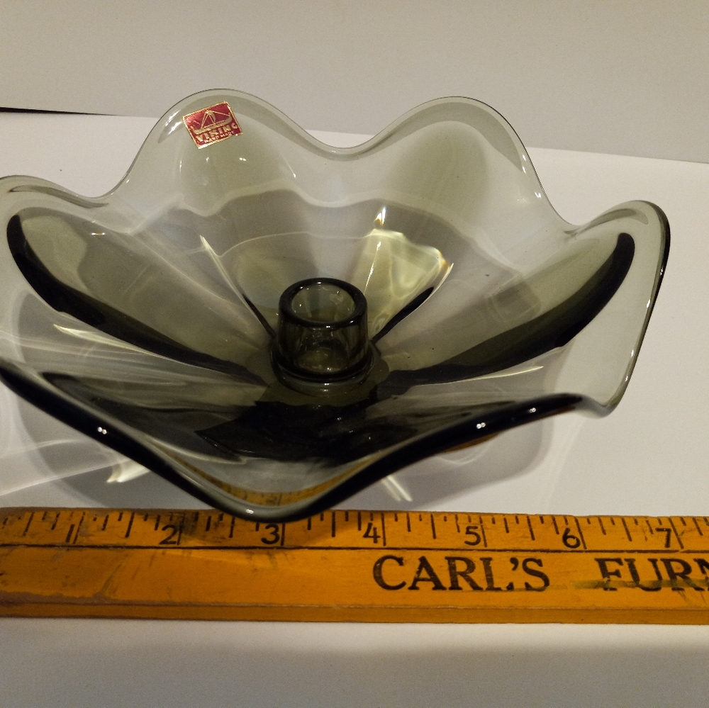 Vintage MCM Viking Glass Tapered Candle Holder